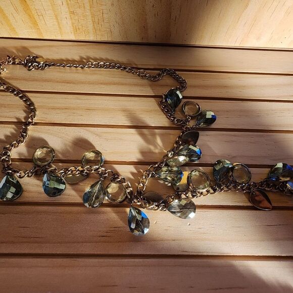 Vtg Blue & Green Elegant Gold Necklace - Picture 8 of 8